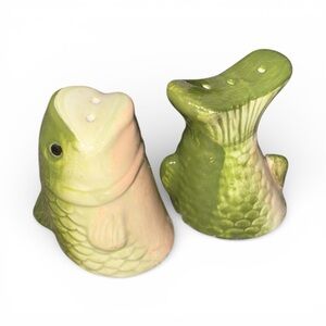 Bass Fish Shaped Salt and Pepper Shakers Fathers Day Outdoorsmen Mens Gift Idea
